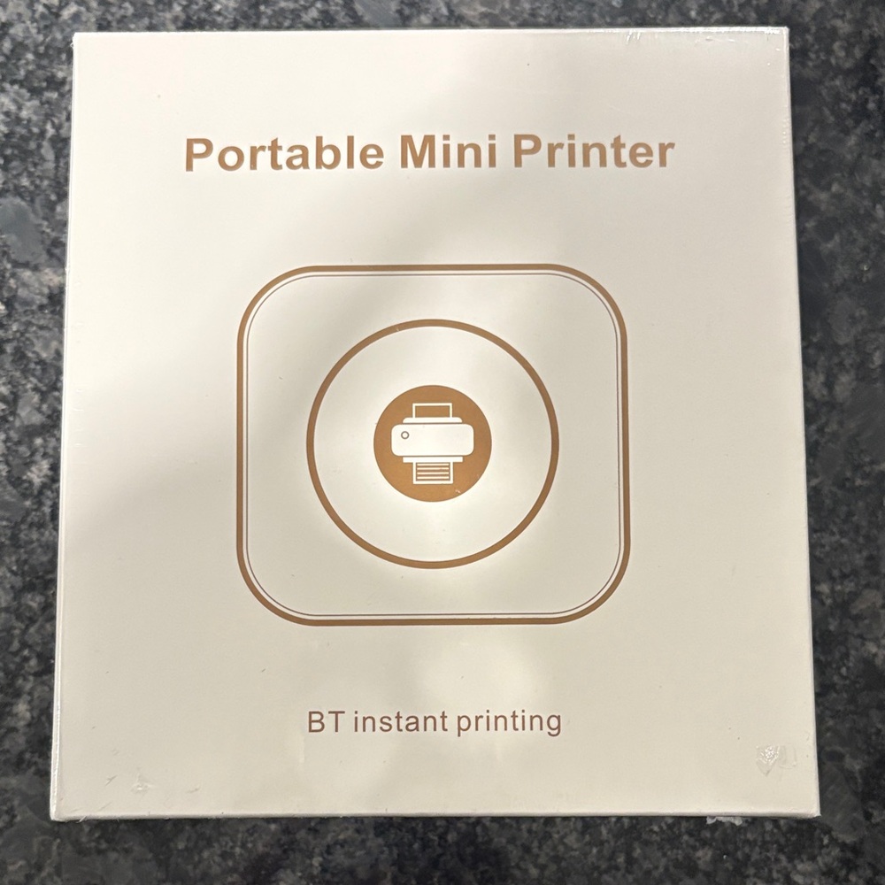 Portable Mini Printer - White with Gold Accent
